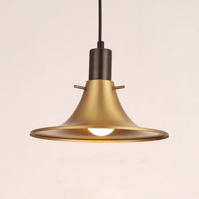 Indoor Shallow Flared Shade Single Light Hanging Pendant in Brown