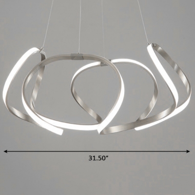 Low Profile Chandeliers Chrome Curved LED Pendant Light 23.62