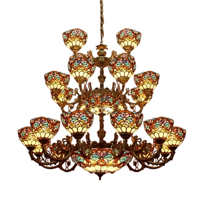 2/3 Tier Baroque Style Large Size Center Bowl Chandelier for Hotel Lobby