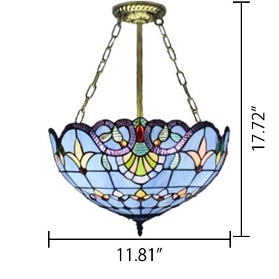 Classic Art Tiffany Baroque Design Inverted Hanging Light with 12