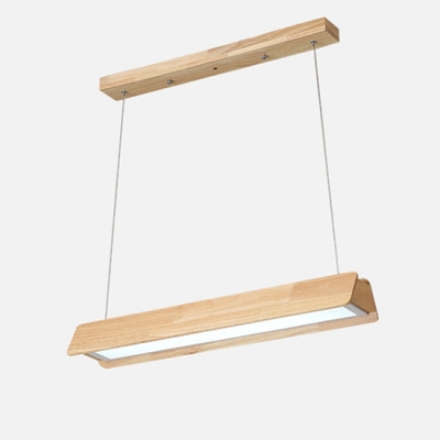 Contemporary Light-Adjustable Wooden Linear Led  Office Studio Led Chandelier in Acrylic Shade 3