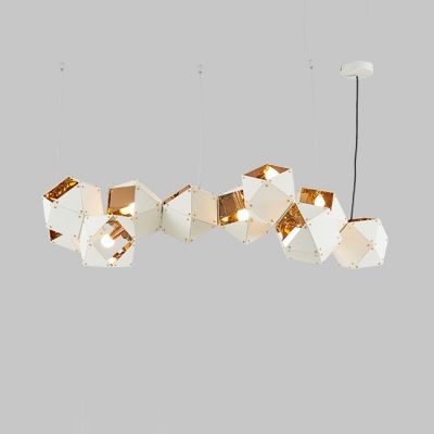 LED Accent Lights Multi Light LED Long Chandelier Black and Gold High Brightness Geometric LED Chandeliers in Metal Shade for Hotel Gallery Bar