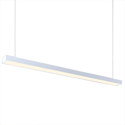 Matte White Aluminum LED Linear Hanging Light Acrylic Shade 3 Sizes for