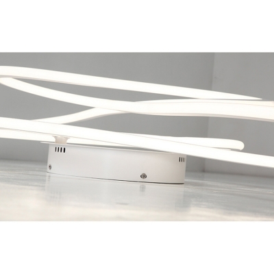 White Acrylic Curved LED Ceiling Lamp 78W/92W Linear Flush Mount Lighting in White Finish 2 Designs