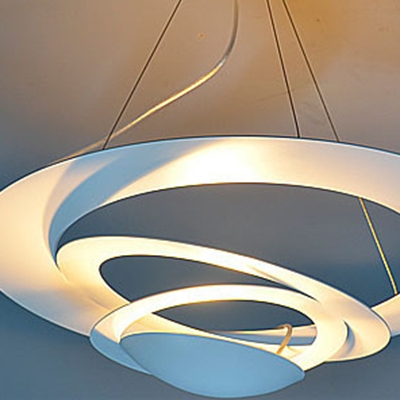 Ultra Modern Designers Lighting Solar Tube Pendant Light White Finish 100/200W Vortex LED Chandelier for Gallery Showroom Bedroom 4 Sizes for Option