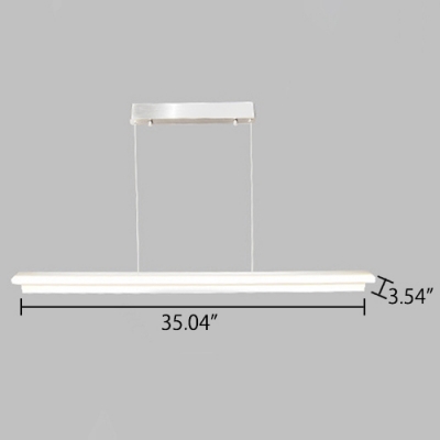 Contemporary Lighting 35.04 Inch Long Acrylic LED Linear Pendant Light 30W Brushed Aluminum Indoor Decorative Linear Fixture for Dining Table Kitchen Study Room