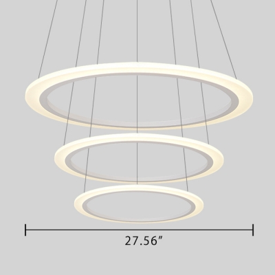 Contemporary Round Crystal Chandelier Satin White 1/2/3/4 Tiered Orbicular Pendant Light