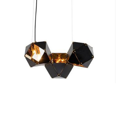 Multi Light LED Chandelier Black and Gold High Brightness Metal Shade Long LED Chandeliers for Hotel Gallery Bar