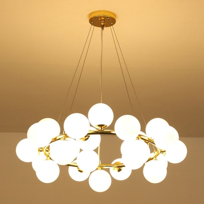 Post Modern Ball Hanging Lamp Height Adjustable Decorative Frosted Glass Sphere LED Chandelier