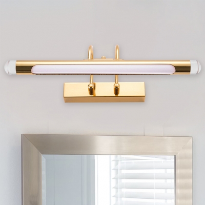 Vintage Wall Sconce Arc Arm LED Light Gold Finish Tube Vintage Light Modern Bathroom