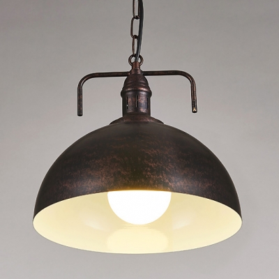 

7.87" Wide Industrial Dome Shade Pendant Light in Rust Finish with Adjustable Chain