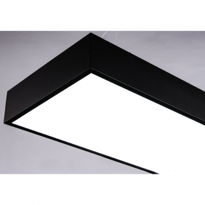 Architectural Linear Fixture Height Adjustable Black Aluminum 35/45/60W LED White Light Rectangular Pendant Light for Workbench Kitchen Hallway