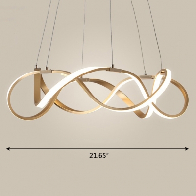 Room Decorative Lights Polished Brass Twist LED Pendant Light 33/83/152W Ultra Modern Multi Ring Chaos LED Chandelier LED Warm White Neutral Light