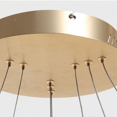 Ultra Modern Gold Finish Small/Large Halo LED Chandelier Brushed Aluminum 90/110W Ultra-thi