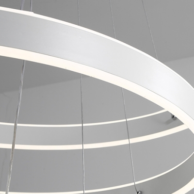 Art Deco Chandelier Cord Adjustable Multi Ring Geometric Led Pendant Lighting Aluminum 60/100/180W Round Eclipse LED Chandelier in White