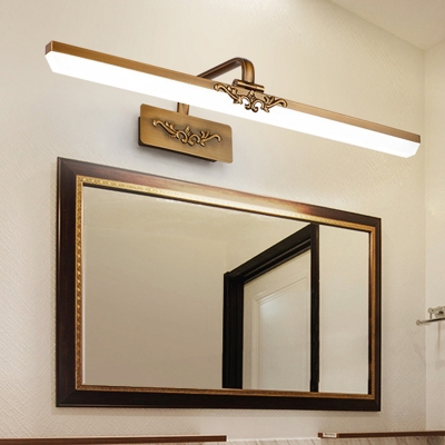 Delicate Design Antique Brass Linear Vanity Light 8/10/12W 3000/4000/6000K Acrylic Shade Vanity Lights for Dressing Room Bathroom Bedroom
