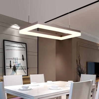 Modern Adjustable Lighting Frosted LED Rectangular Chandelier LED Chandelier Lamp for Living Room