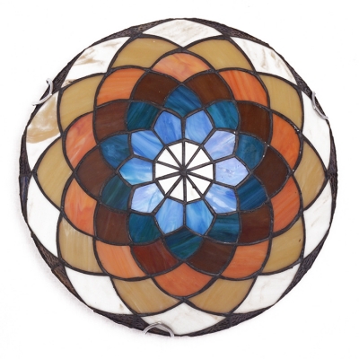 Multi-Colored Flower Design Ceiling Light Fixture in Tiffany Stained Glass Style 3 Sizes Available