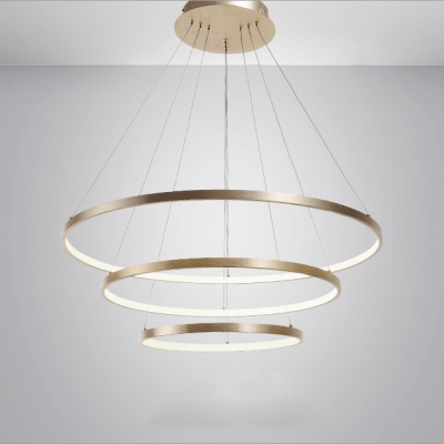 Ultra Modern Gold Finish Small/Large Halo LED Chandelier Brushed Aluminum 90/110W Ultra-thi