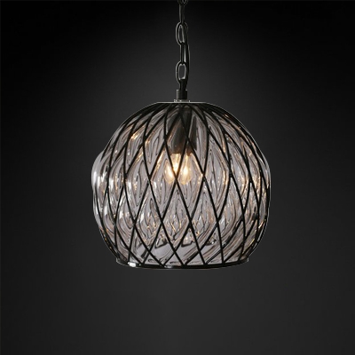 Black Hanging Pendant 1 Light with Prismatic Glass for Dining Room Living Room (3 Designs for Choice)