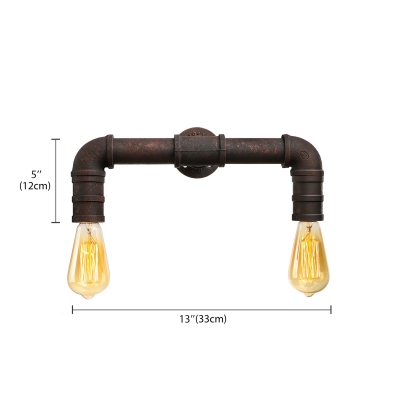 Industrial Vintage Rust Pipe 2 Light Wall Sconce for Barn Farmhouse Porch