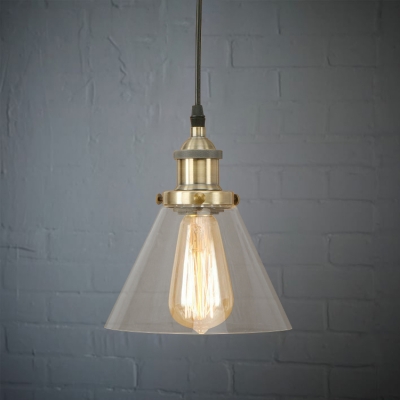 6'' Wide Cone Shade 1 Light Industrial Clear Glass LED Pendant Lighting