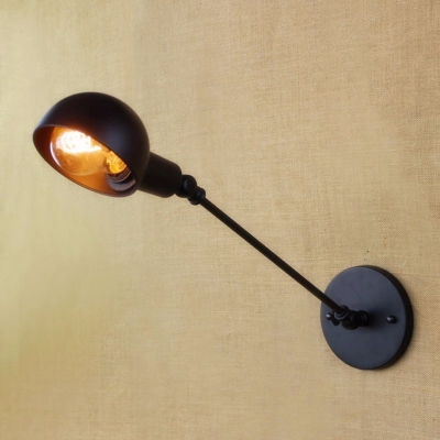 Adjustable Dome Wall Sconce in Black Task Lighting for Studying Room Living Room Hallway