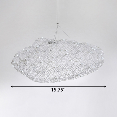 Modern Decorative Lighting LED Warm White Light Metal Mesh Pendant Light in White Finish for Stores Cafe Restaurant 5 Sizes for Option