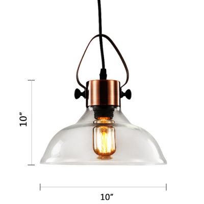 Copper Finish Mini Pendant Light Retro Style Clear Glass Shade Single Bulb Suspended Light
