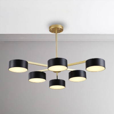 Black and Gold Chandelier Post Modern 3-Light/6-Light LED Drum Chandeliers 25.5