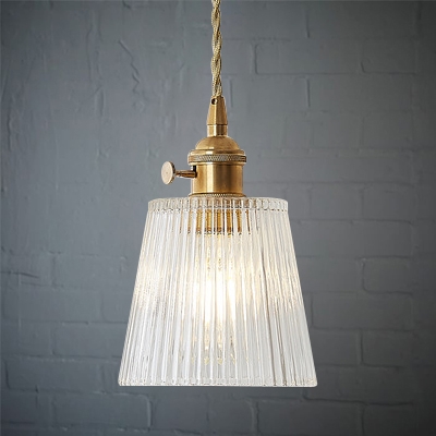 Mini Pendant Single Light with Clear Prismatic Glass for Bedside Hallway Kitchen