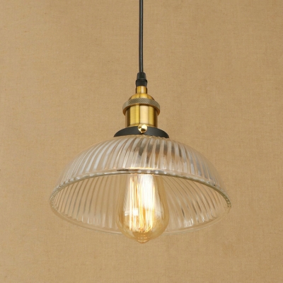Swirl Glass Dome Mini Pendant Lamp Loft Style 1 Light Suspension Light in Black/Brass for Restaurant