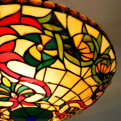 Splendid Baroque Style Tiffany Art Glass Inverted Hanging Pendant Light 18.11 Inch Wide