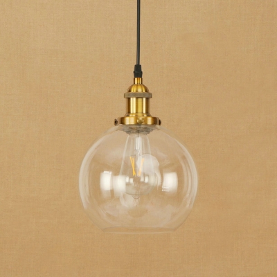Brass/Copper Finish Ball Suspension Vintage 1 Light Ceiling Pendant with Clear Glass for Clothes Stores