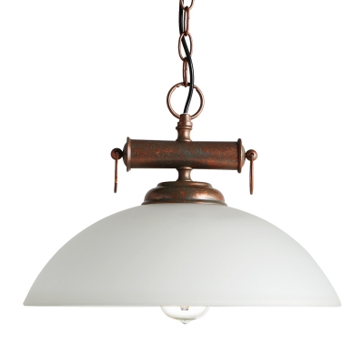 Vintage Style Hanging Pendant 1 Lighting with White Dome Shade for Dining Room Living Room