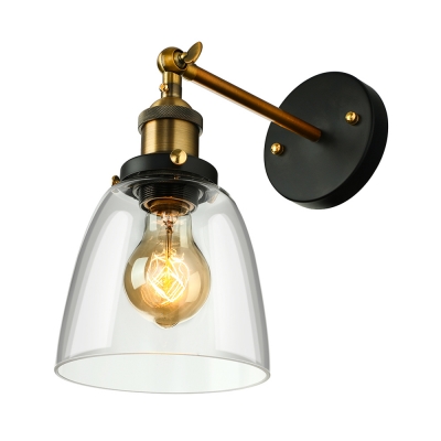 Antique Brass 1 Light Sconce with Clear Glass Shade in Vintage Style for Foyer Pathway Stairs