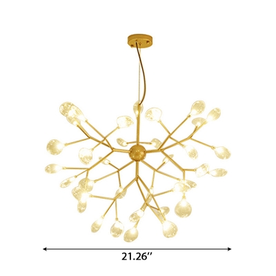 Clear Glass LED Firefly Chandelier 27/36/45 Light Height Adjustable Brass Heracleum Chandeliers for Living Room Bedroom Restaurant 3 Sizes for Option