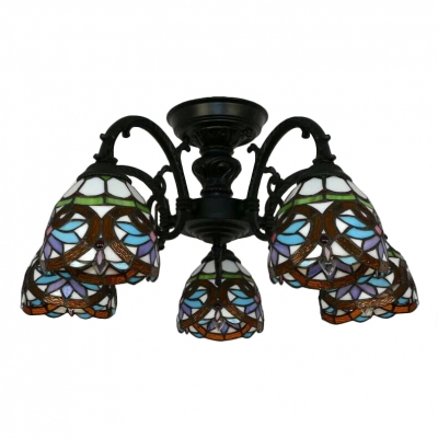 Baroque Style 5-Bulb Semi Flush Mount Ceiling Light in Black Finish 24.41