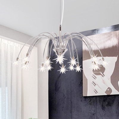Post Modern Bedroom Restaurant Cafe LED Star Pendant Light Chrome Meteor Shower Chandelier for Bedroom Restaurant Cafe