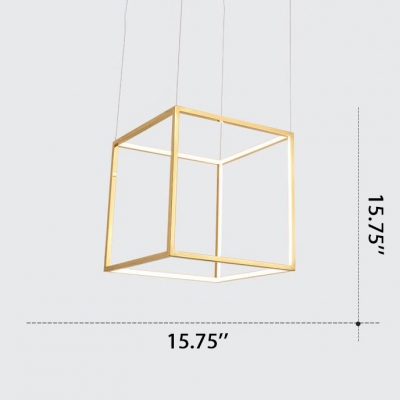 Post Modern Ultra Thin Geometric Pendant Lighting 3000K Gold LED Square Chandelier for Cafe Restaurant 11