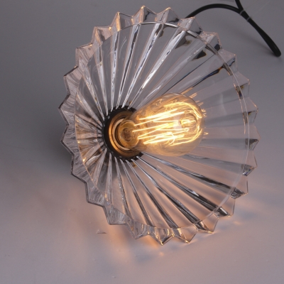 Single Light Industrial Crystal Glass Shade Bedroom Lighting Vintage Pendant