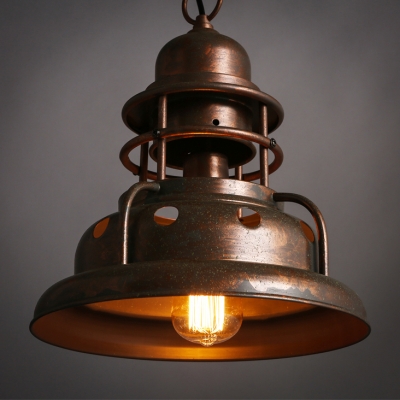Weathered Copper 1 Light Metal Shade Pendant for Warehouse Loft Kitchen