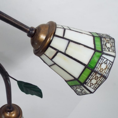 Craftsman Style 7 Lights Geometric Shade Semi Flush Ceiling Light Featuring Leaves Decor