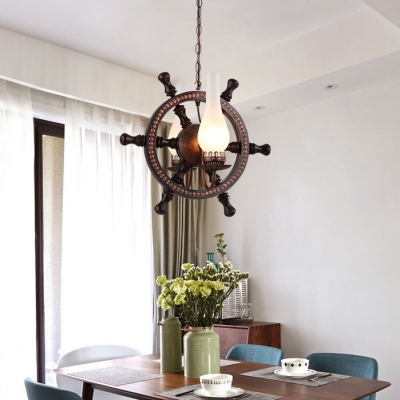 Dark Bronze Anchor 2 Light Chandelier in Nautical Style for Restaurant Farmhouse Foyer