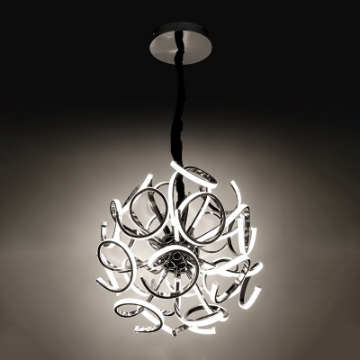 Silver Leaf LED Pendant Light 12/18/24 Light Aluminum Globe Chandelier for Bar Restaurant Stores