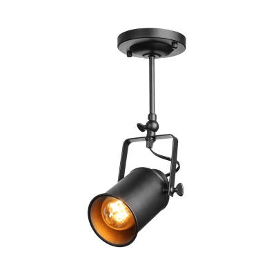 Cylinder 1 Light Semi Flush Spotlight in Matte Black for Clothes Stores Restaurant Kitchen