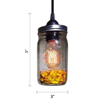 Industrial Hanging Pendant Light in Multicolor, Mason Jar