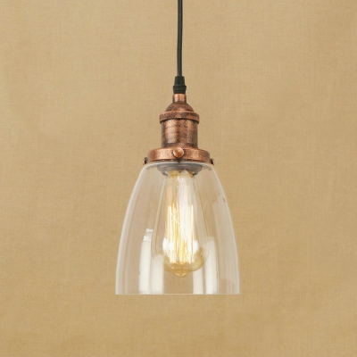 Industrial Style Mini Pendant 1 Light with Conical Shade Clear Glass in Rust for Hallway Warehouse