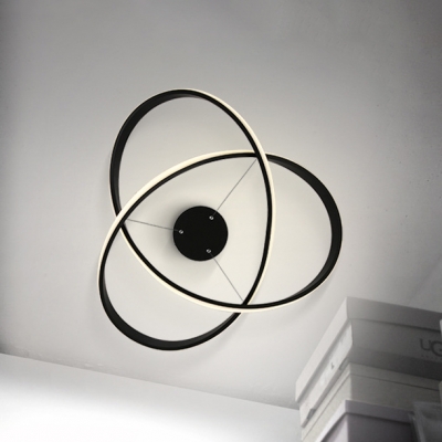 Modern Lighting 58W Twisted Pendant Light Aluminum Black LED Chandelier for Bedroom Living Room Dining Table