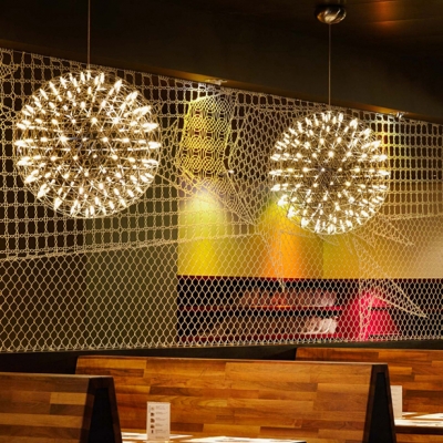 Stainless Steel LED Lights 11/20/25/55W LED Warm White Firework Pendant Light Chrome ZAFU Chandelier for Restaurant Bar Cafe 4 Sizes Available